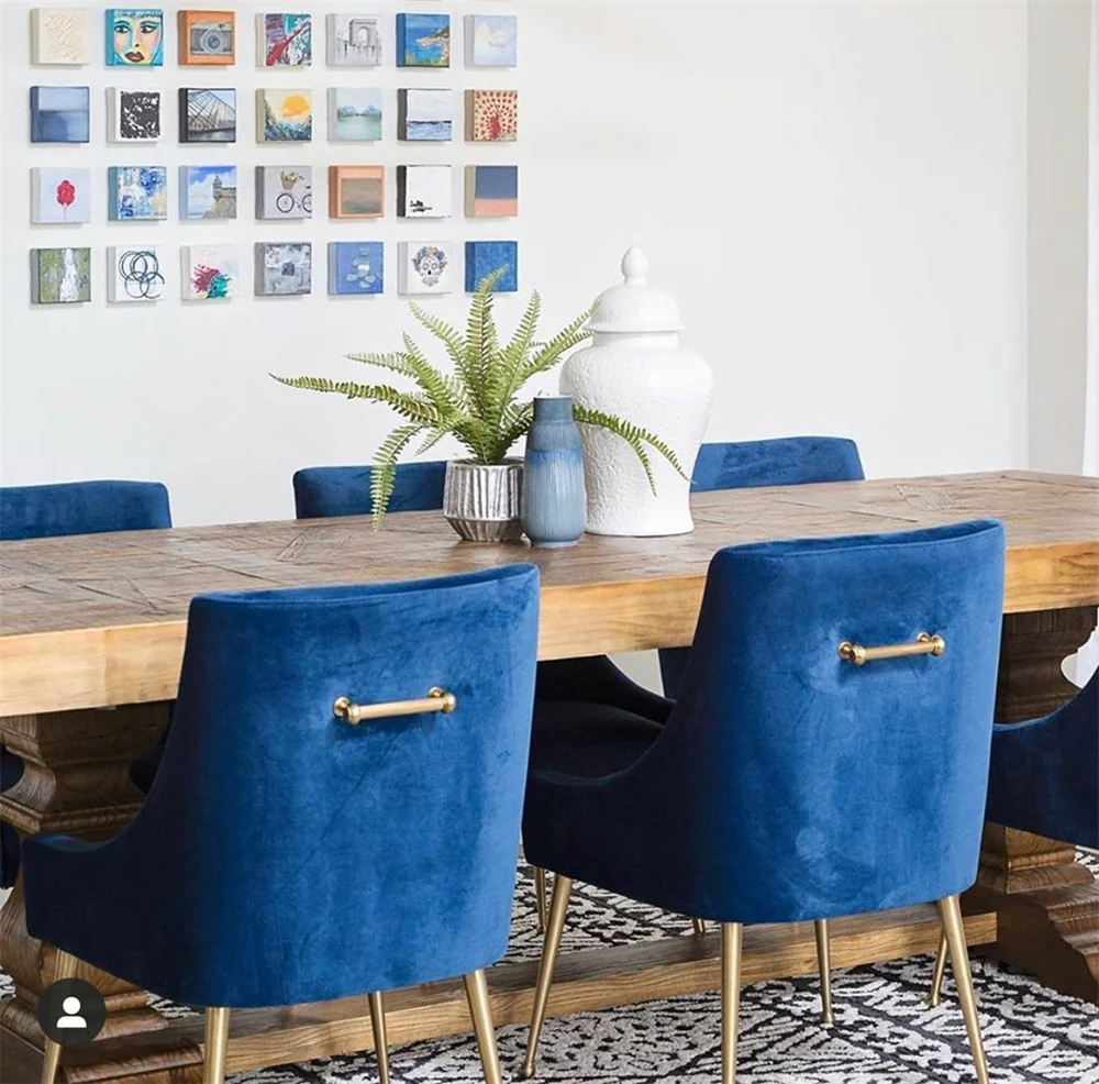 Home furniture factory hot sale metal dining room chairs modern velvet dining chair