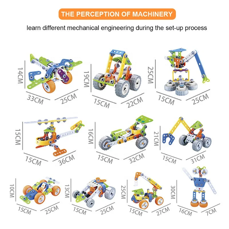 10 in 1 STEM Toys for Kids 167pcs Building Toys Kit Creative Construction Engineering Learning Toys for kids DIY Building Block