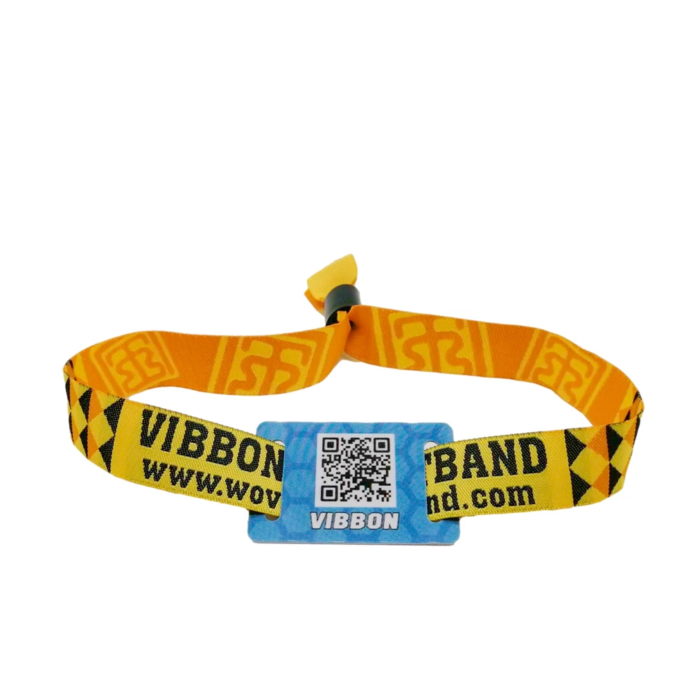 QR Code 13.56MHz NFC RFID Tracking Wristbands RFID Fabric Wristband Watch With closure for One Time Use