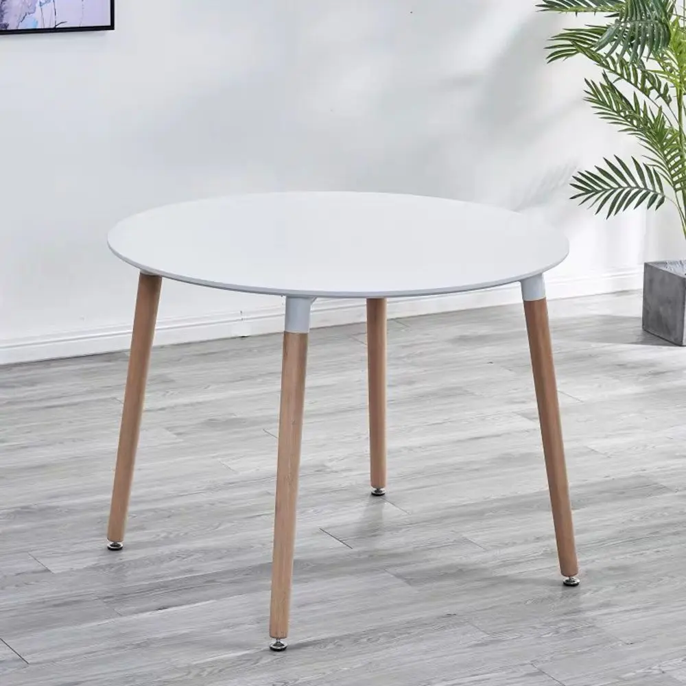 Nordic round wood table white wood dining table for kitchen