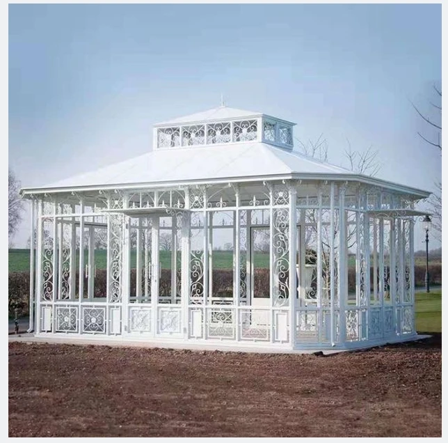 YUANJU Wedding Decoration Large metal Gazebo wrought iron garden gazebo large garden gazebos wrought iron greenhouse for sale