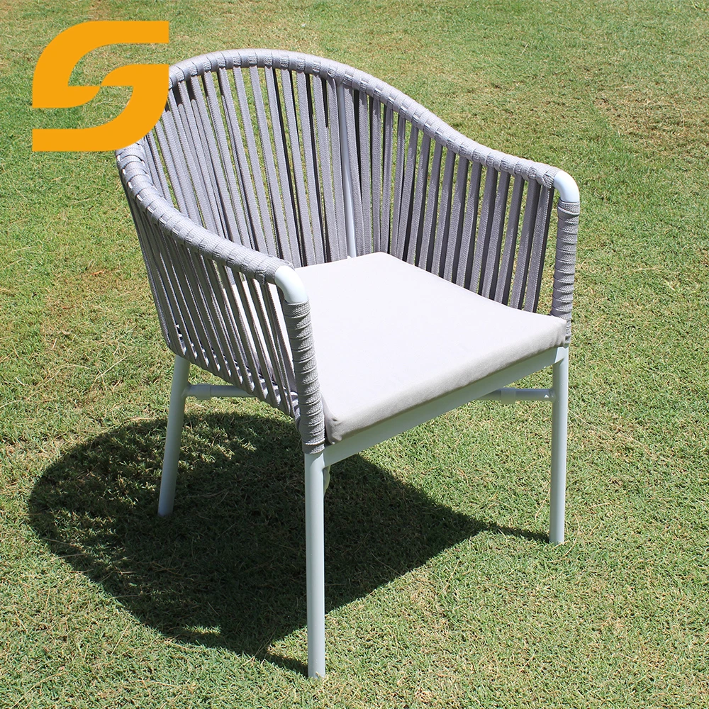 SUNLINK Commercial Vip Room Outdoor Patio Garden Rope Weaving Aluminium Long Sofa Chair Set And Glass Table