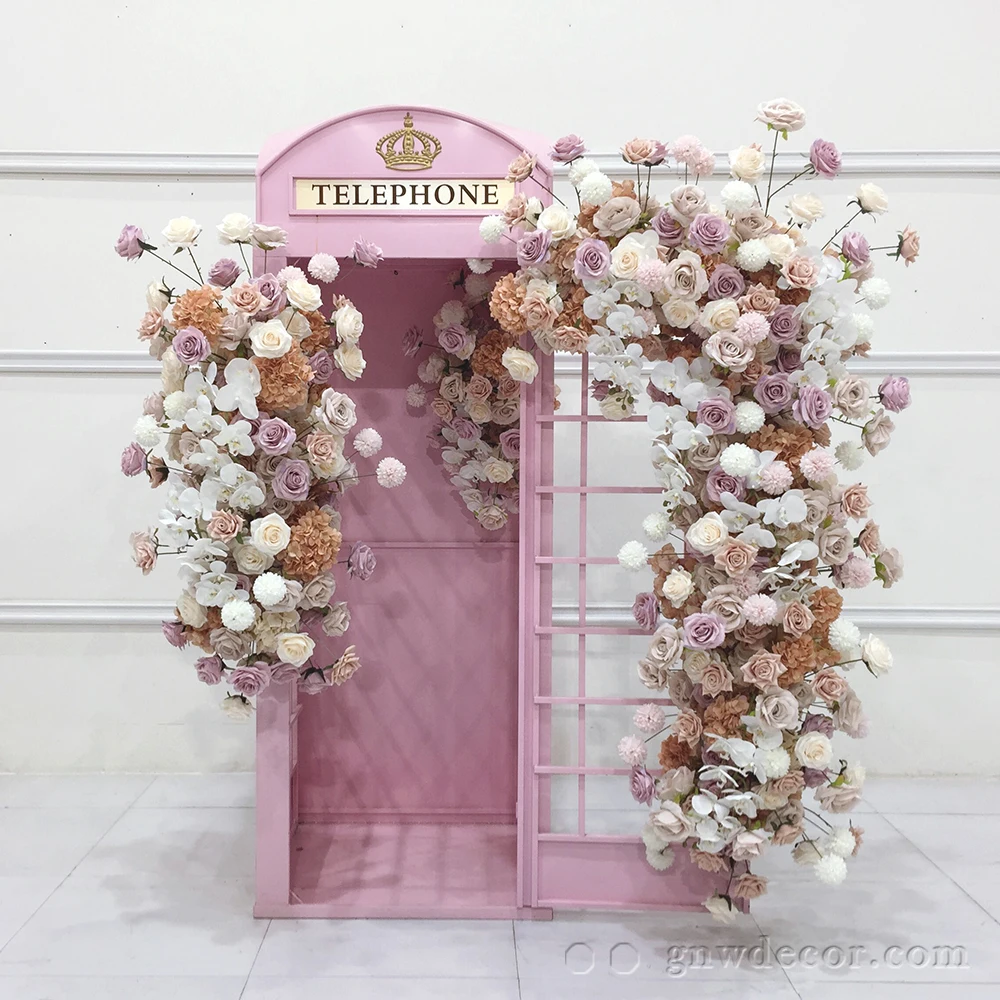 Wedding Arch Backdrop Decoration Metal Wall Arch Stage Ceremony Artificial Flower  Decor Wedding Backdrop Arch Telephone Booth