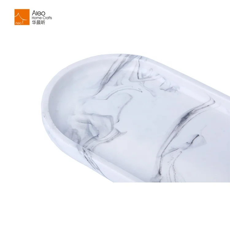 Aleo Custom Hotel Room Marble Finishing Amenities Service Tray High Quality Hotel Resin Bathroom Amenity Tray