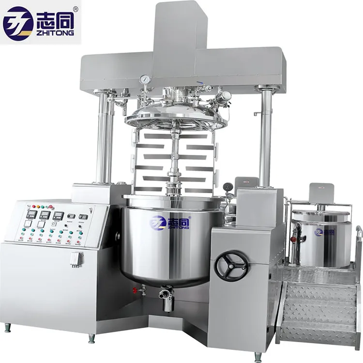 500L Cosmetic cream making machine hydraulic lifting vacuum emulsifier mixer machine ointment homogeneous mixer machine line