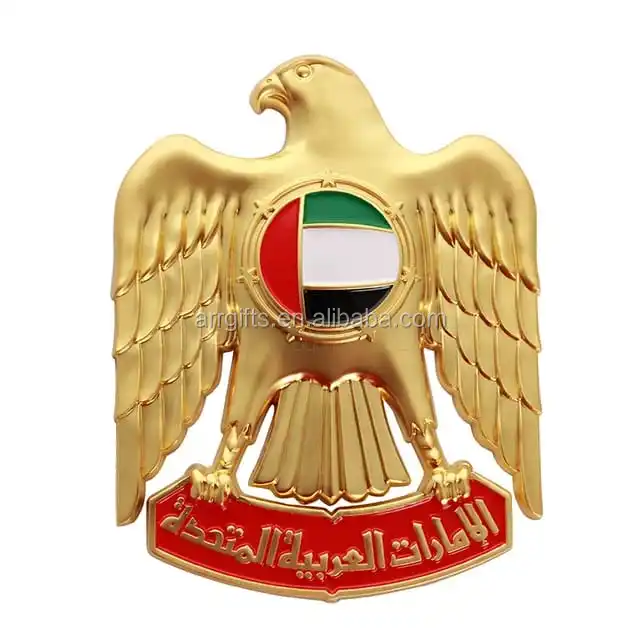 Ready stock UAE ABU DHABI falcon car badges soft enamel  silver/gold plated car emblem