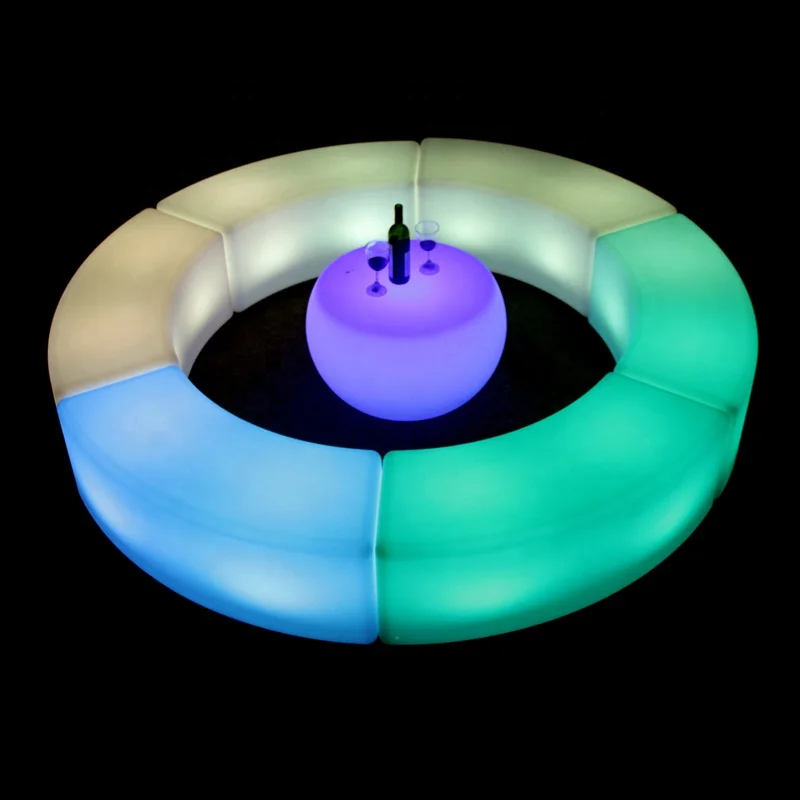 Wholesale LED Curved Benches LED Bar bench curved outdoor bench stool