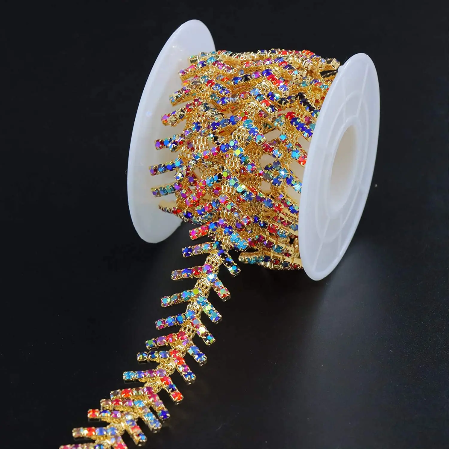 Exquisite Rhinestone Trim, Crystal Close Chain Applique for Sewing Crafts