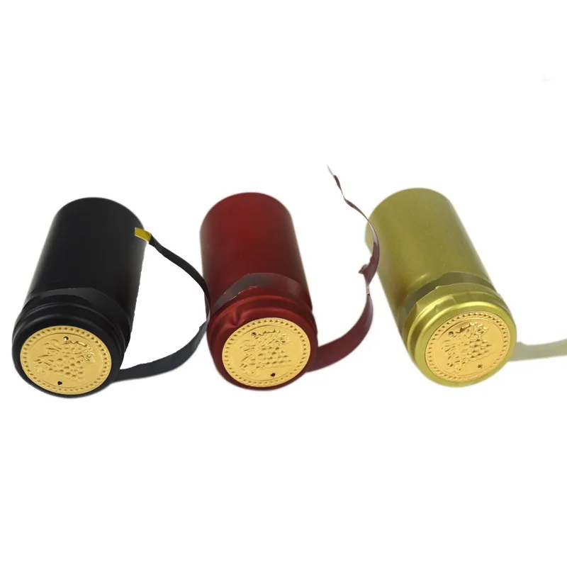 Plastic Printed Design Tear-off Strip Seal Red Wine Bottle 30mm Pvc Heat Shrinkable Capsules