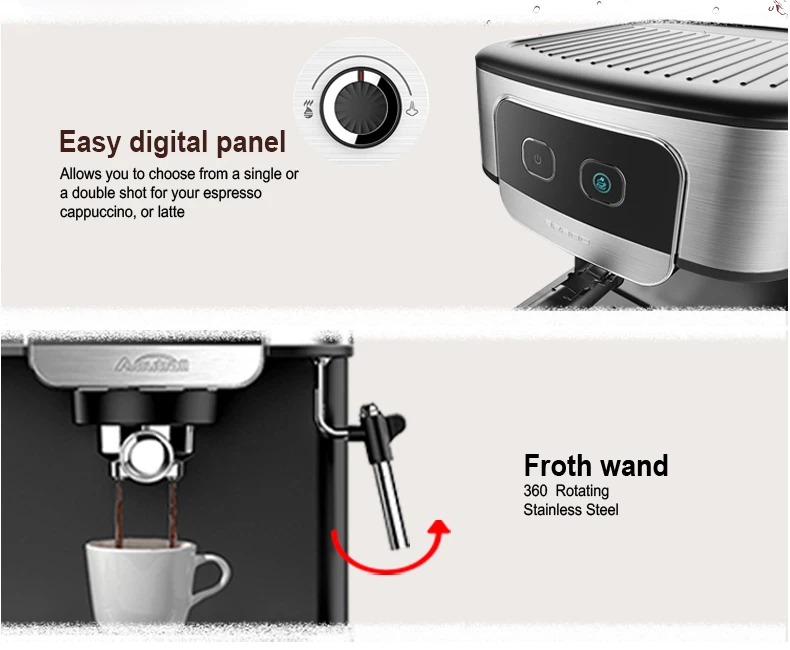 Commercial And Household Digital  Panel Coffee Machine  Professional Manufacturer Semi-Automatization Espresso Machine
