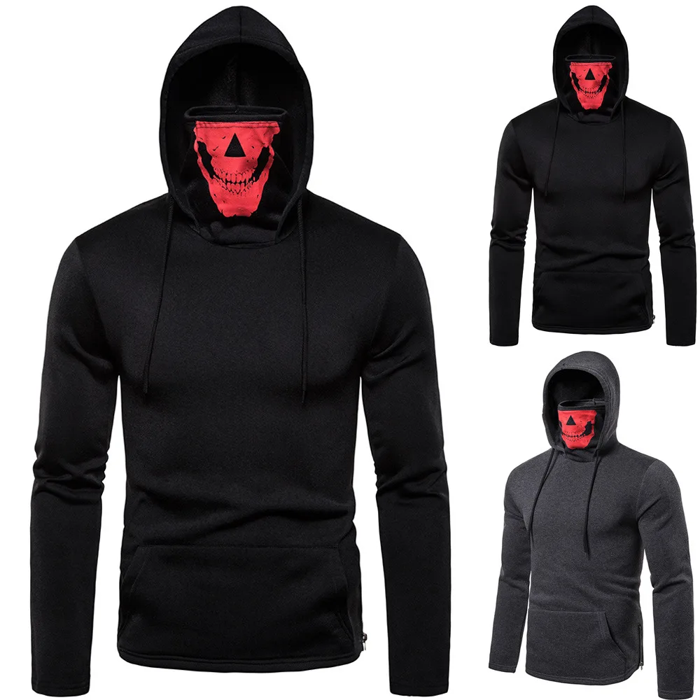 
OEM Service Custom Mens Black sport Skull Mask Hoodies 