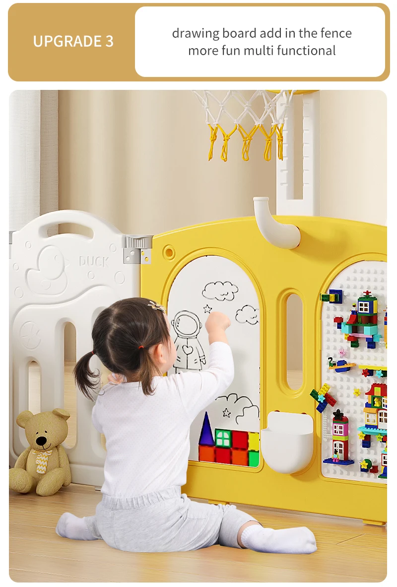 factory  customizable indoor playpen Plastic Foldable fence safety children  fence with gate and house  For Baby  and toddler
