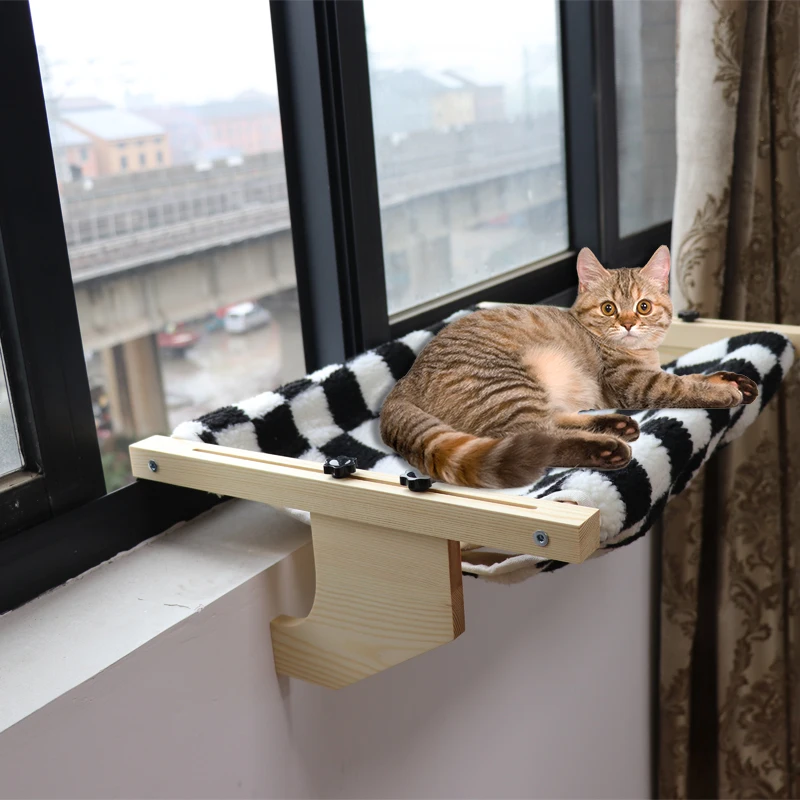 Foldable Window Wooden Pet Cat Hanging Ced Cat Hammock Bed for Cats