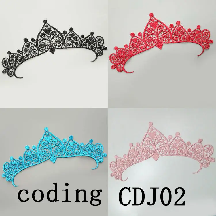 High quality wholesale multi-color embroidery lace applique for  crown decoration
