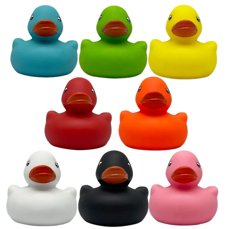 Wholesale Bulk Plastic 8 Types Custom Logo Plain 2 inch 5cm PVC Purple Pink Yellow Bathtub Squeaky Bath Duck Toys Rubber Duck