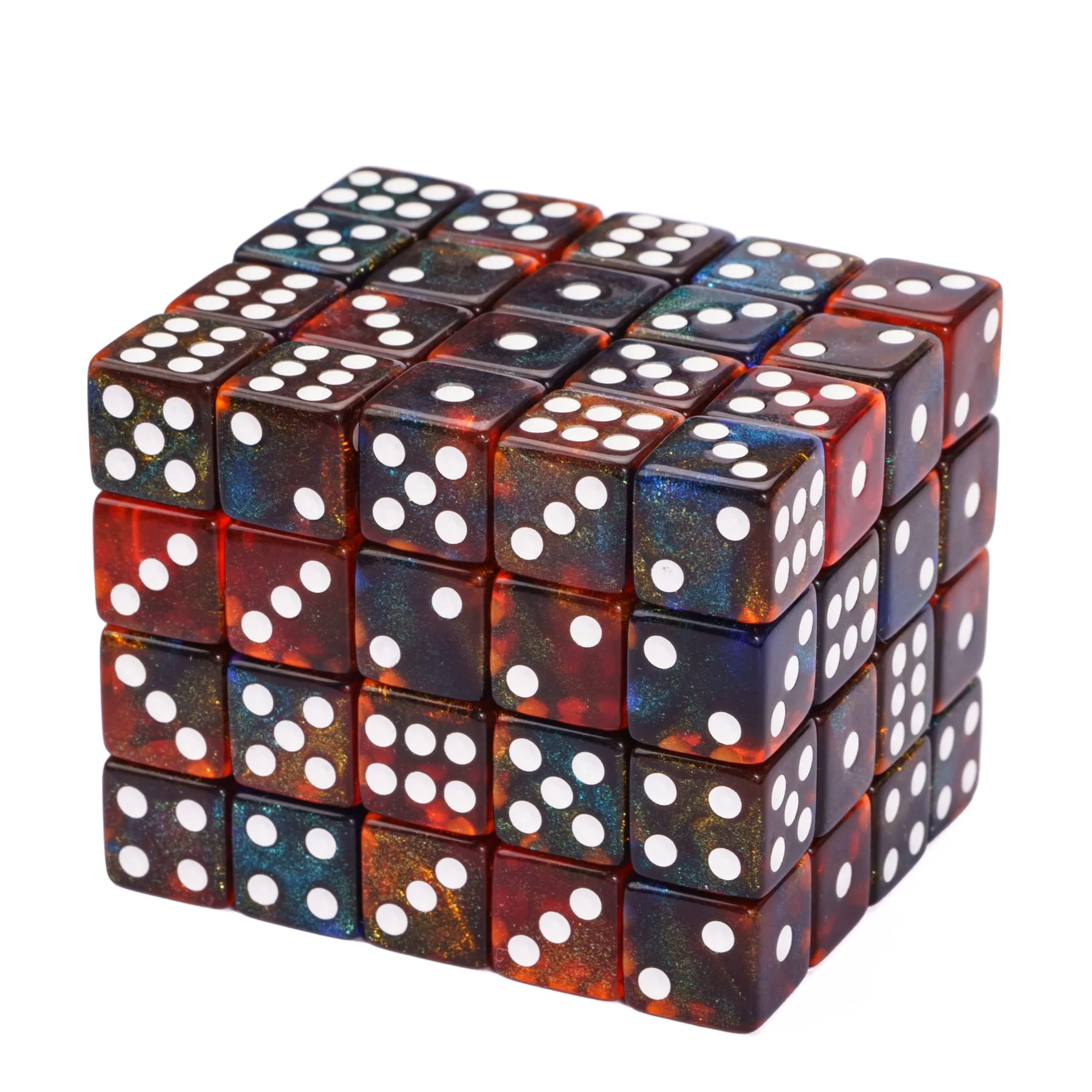 Udixi 12mm Color Blend Acrylic Glitter D6 Pip Dice Dungeons and Dragons for Left Right Center board Dice Game