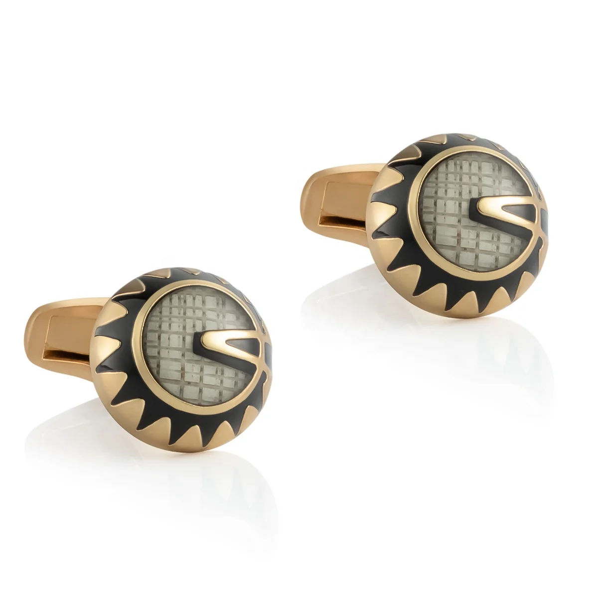  Yiwu Factory hot sale cheap designer round gold color shirt cuff links for