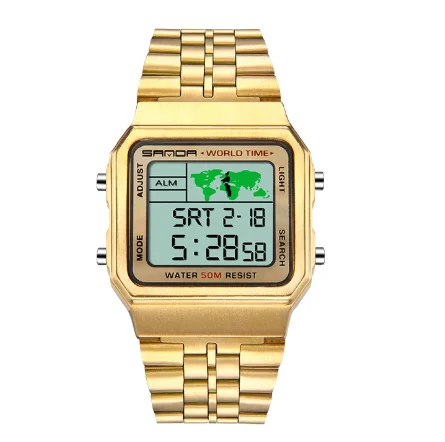 SANDA Top Brand Luxury LED Digital Watch 5ATM Waterproof Diving Men Sports Clock Electronic Watch Relogio Masculino