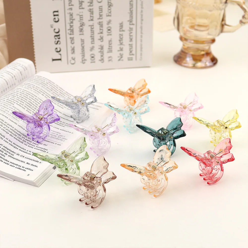 Beautiful Resin Plastic Transparent Hair Claw Clips Korean Women Ladies Kids Girls Pastel Girls Pink Butterfly Hair Claw