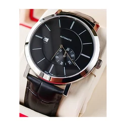 Latest stainless steel case calendar small second hand Miyota movement leisure men mechanical wristwatch