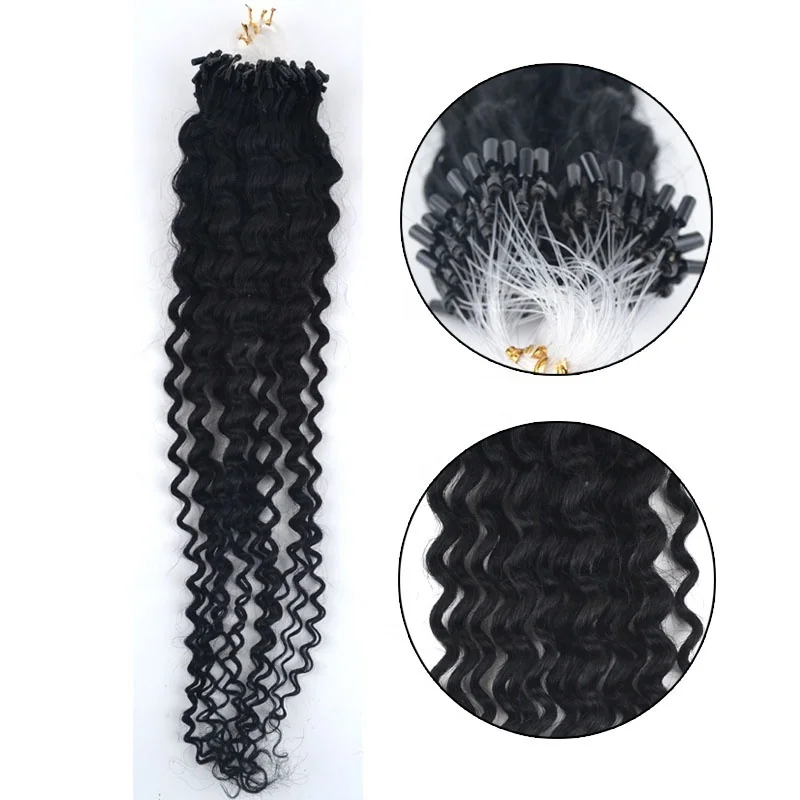 Micro Ring Links Human Hair Extensions Easy Loop Beads Remy Natural Brazilian Curly Chinese Hair 100% Real Human Hair