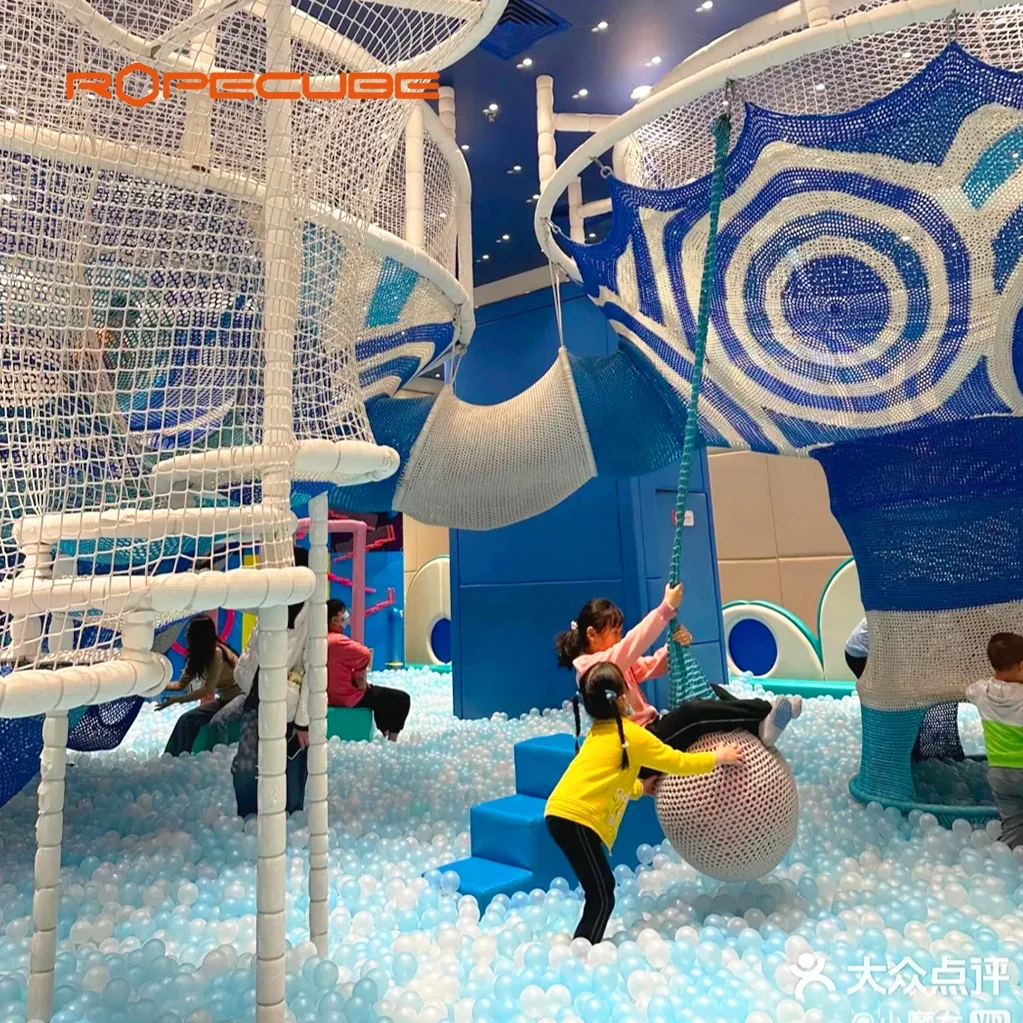 Factory customized indoor playground with kids rope climbing net soft play area