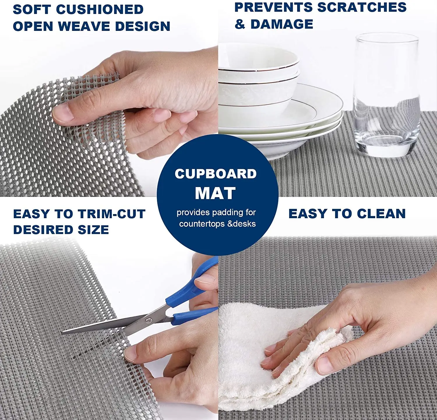 Customization PVC Kitchen Placemat shelf liner for kitchen, Non Slip Gripper Pads Multiusage Plastic Shelf Drawer Liner