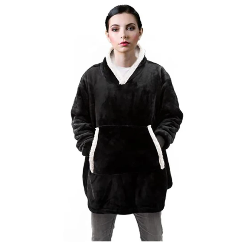 Sherpa Comfortable Hoodie For All Custom Plain Sweatshirt Wearable Adult Hooded Oversized Hoodie Blankets