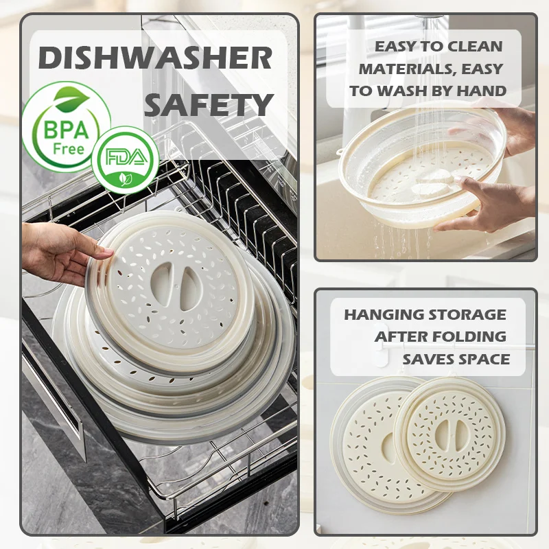 2 in 1 Microwave Place Mat & Food Cover for Splatter Guard Multi-use Collapsible Microwave Splatte Cover for Food