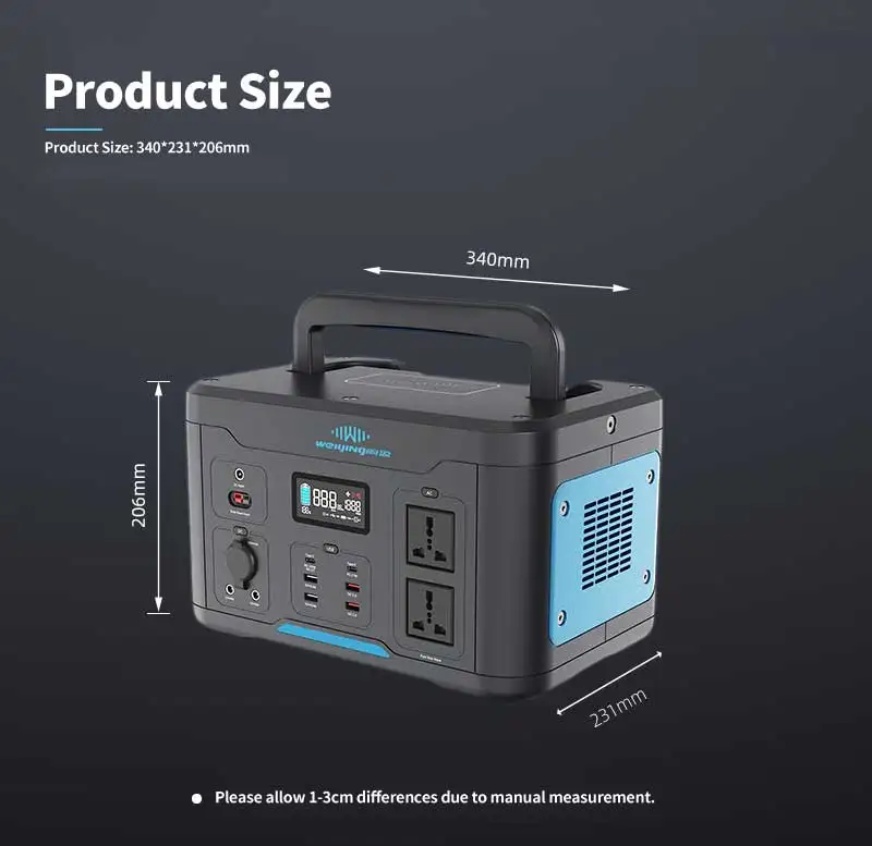 LiFePO4 battery 1000W Portable Solar/Wall/Car Charging Power Supply Mobile Power Station with Wireless Charger