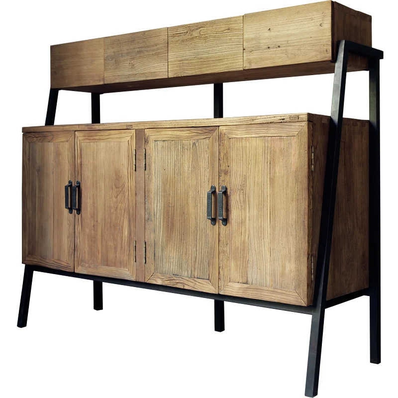 Furniture factory industrial style sideboard reclaimed furniture rustic metal wooden multi-purpose sideboard