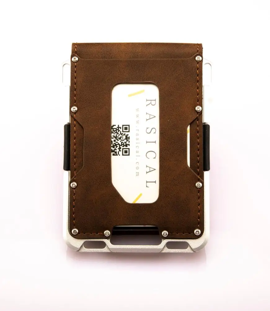 
2020 Hot Sale in Amazon Aluminum Business Card Holder RFID Blocking Slim Leather Pocket Metal Credit Card Wallet 