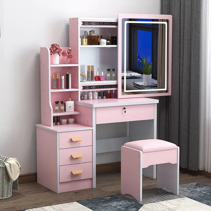 Bedroom Tocador Wholesale Vanity Makeup Mirror With LED Lights Girls Dressing Table Dressers