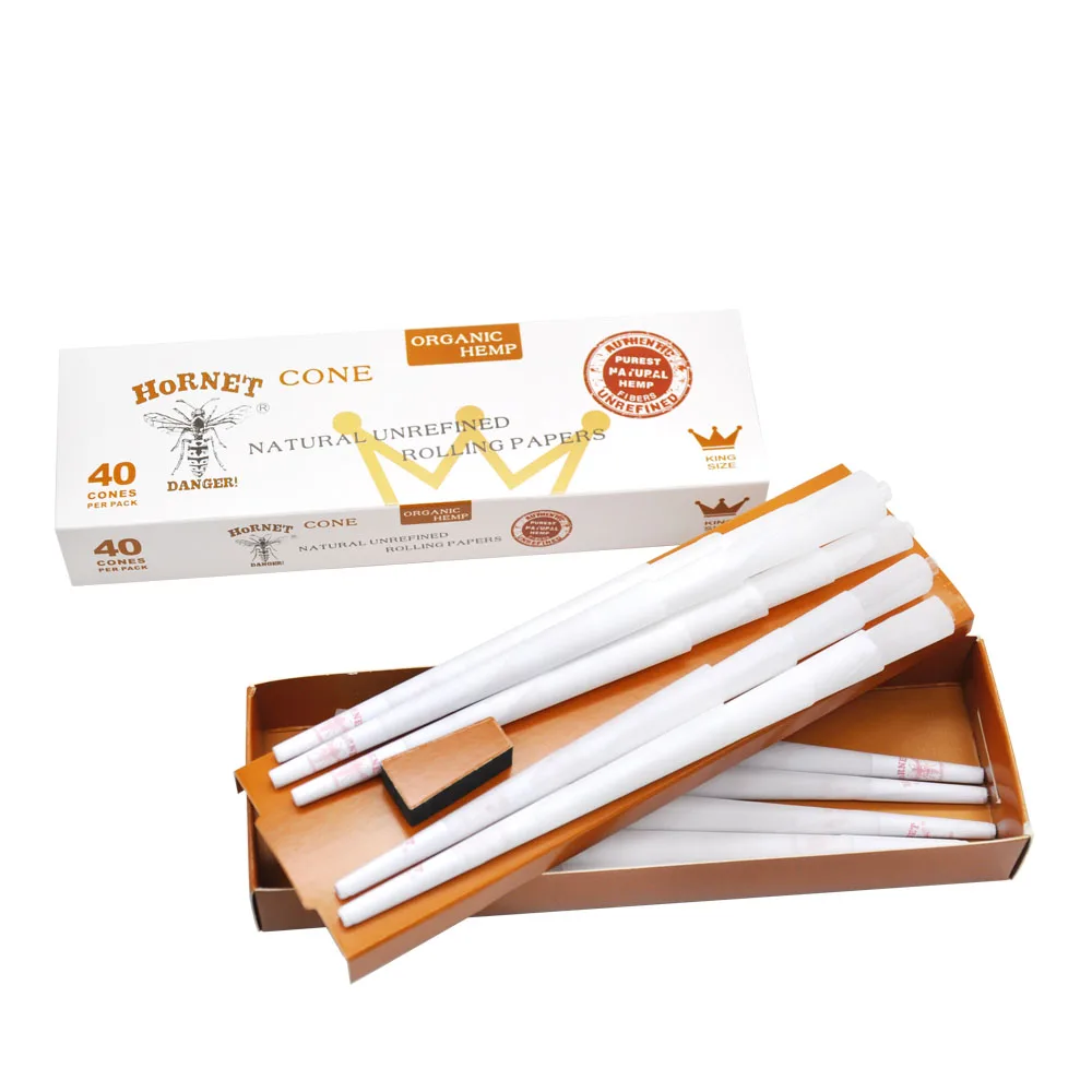 Standard White 110mm Hemp Paper Slow Burning Custom Packaging Pre Rolled Cones