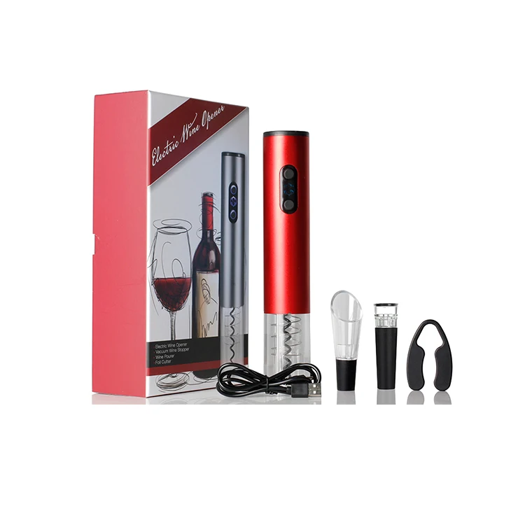 Electric Wine Opener Manufacturer Rechargeable Automatic Electric Wine Bottle Opener Kit With USB Charging 4-in-1 Gift Set
