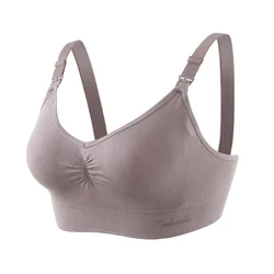 Wholesale seamless breast-feeding bra for pregnant women front button wire free maternity bra  light silk prevent sagging bra