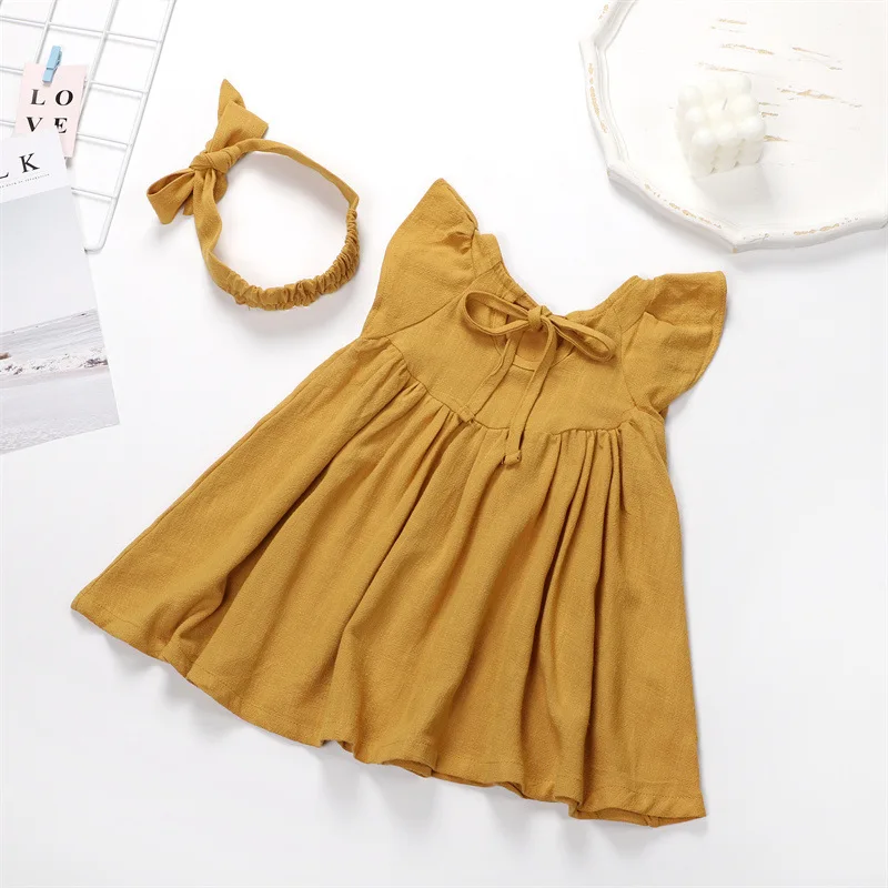 Summer Baby Dress Wedding Pink Dress White Baby Dress Newborn Solid Headband Set for 6 Month Baby Girl Children Mini Bage Floral