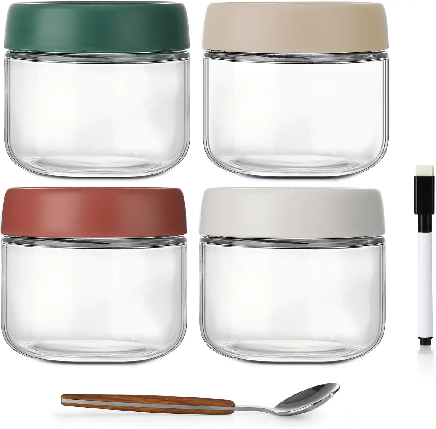 Glass Jars with Lids Overnight Oats Containers with Lids Oatmeal Container to Go Chia Seed Pudding Jars Baby Food Containers