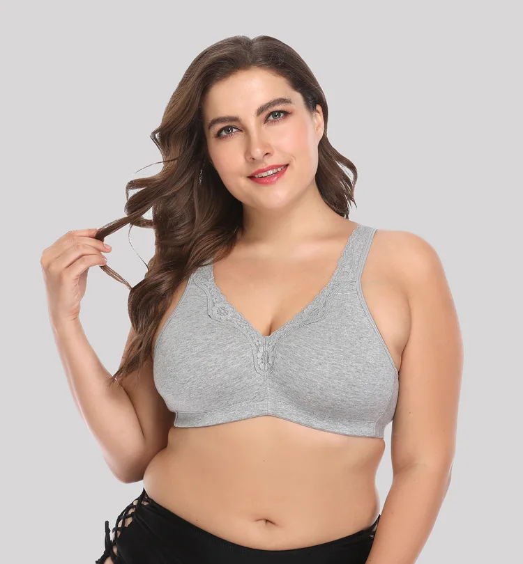 
2020 New Seamless Fat Women Big cup Wireless lace bra 