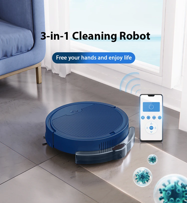 Automatic Cleaning and mopping Robot 2000PA Smart 3-IN-1  Room Cleaning Robot Intelligence Mopping Robot Floor Cleaning