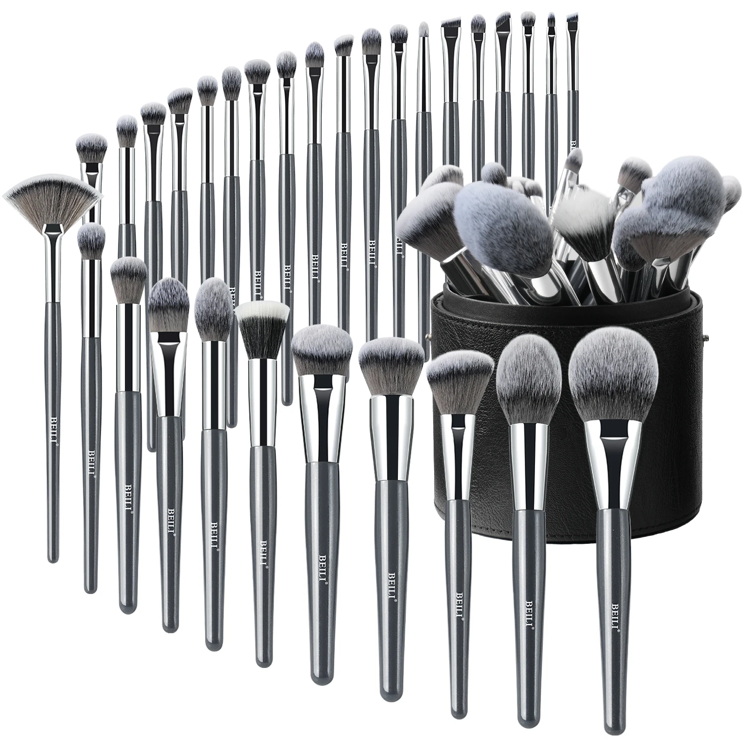 2024 New Arrival Soft Synthetic Makeup Brushes Grey Brush Set Private Label Makeup brochash de maquillaj professional