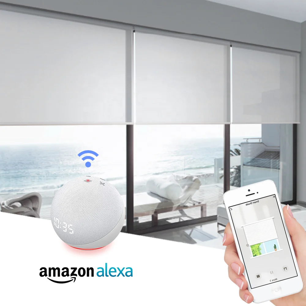 100% Blackout Blinds Electric Auto Smart Blinds Windows Horizontal Motorized Roller Blinds For Windows