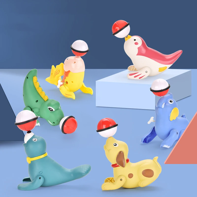 GCC Cute plastic wind up toy acrobatic top ball dolphin animal simulation toy for kids gifts