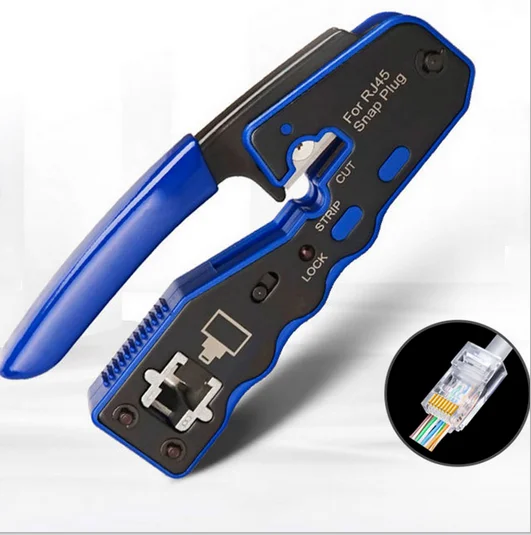 Compact RJ45 Pass Through Crimp Tool EZ Type RJ45 Crimping Tool For RJ45/RJ11 Plug