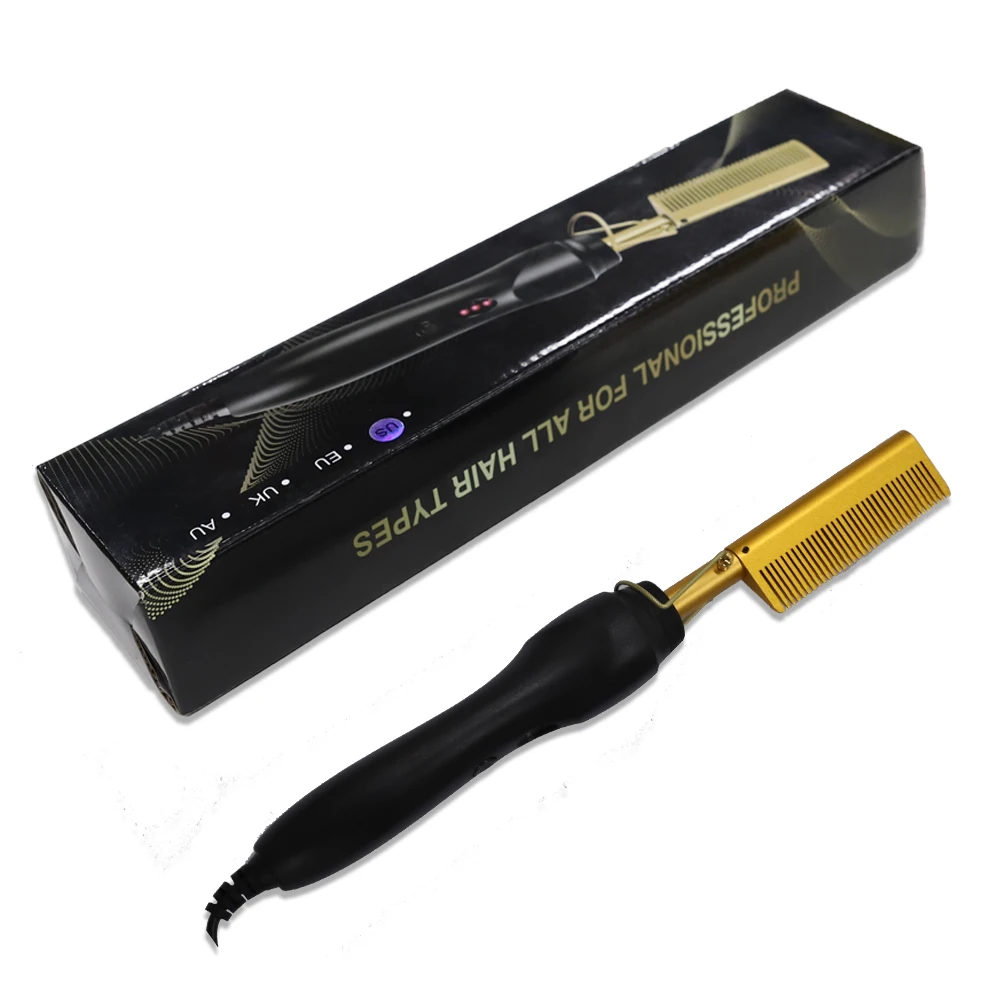 Titanium Flat Irons Hair Straightener 2 In 1 Electric Hot Comb Quick Hair Styler Portable Hair Brush Straightener