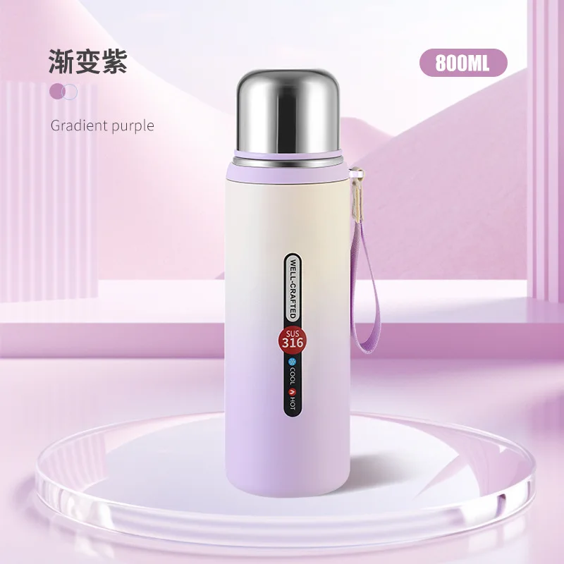 Gradient vacuum 316 stainless steel thermos cup Business advertising Gift water bottle  outdoor portable kettle office work cup