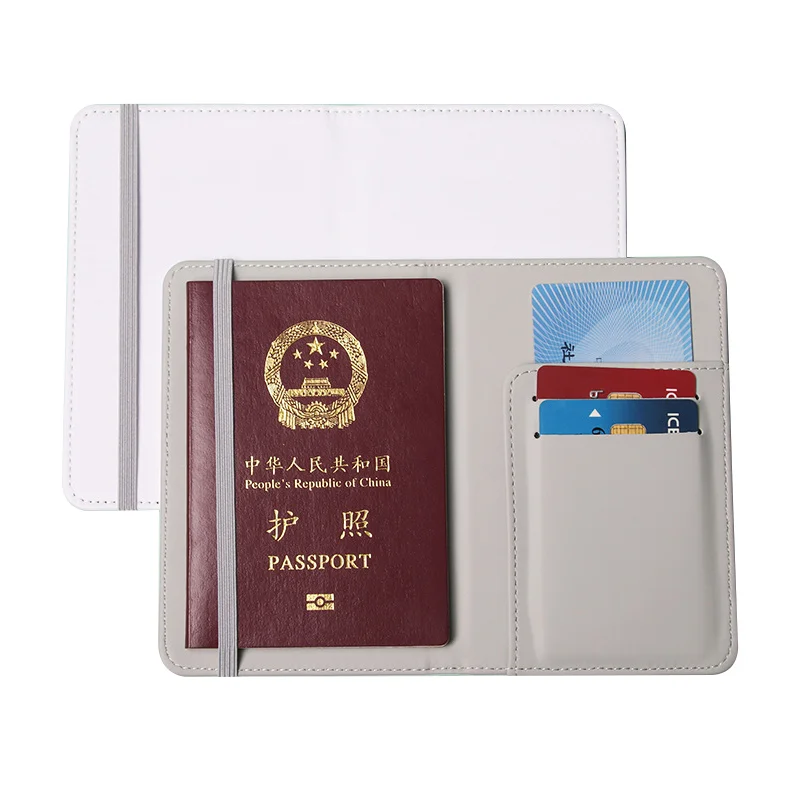 Factory double sides sublimation passport holder  heat press PU leather business cards holder sublimation passport cover