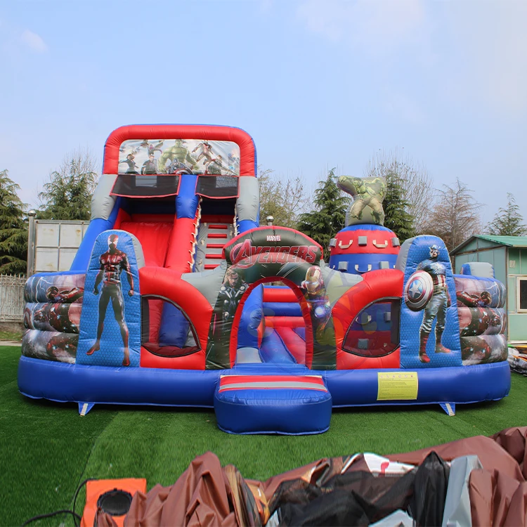 3 in 1 Super hero bouncer Slide Combo 2024 Commercial Inflatable Bouncer Inflatable Bounce Castle For Kids