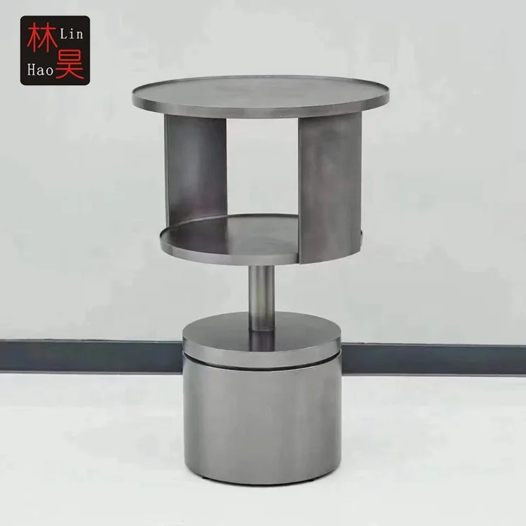 Customized round shape portable metal steel round high bar table for club pub