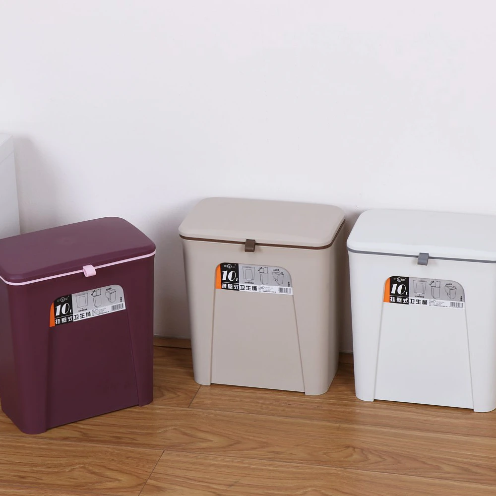 Garbage Trash Can Kitchen Plastic Food Waste Wall Mounted Waste Bin Bathroom Hanging Trash Can With Lid